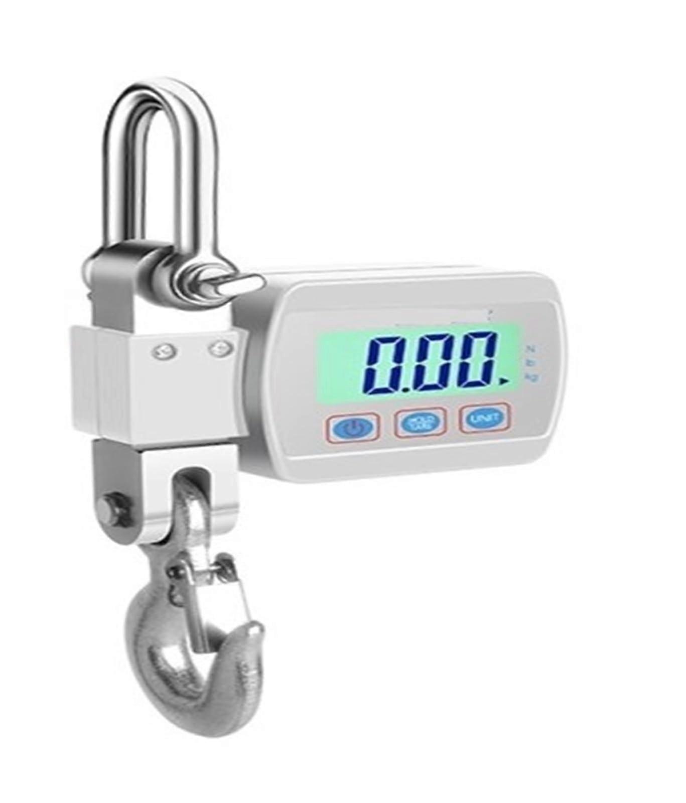 Crane Scale 500 kg/300 kg Digital Hanging Scale Portable LCD Hook Scale High Reliability 300 kg Silver