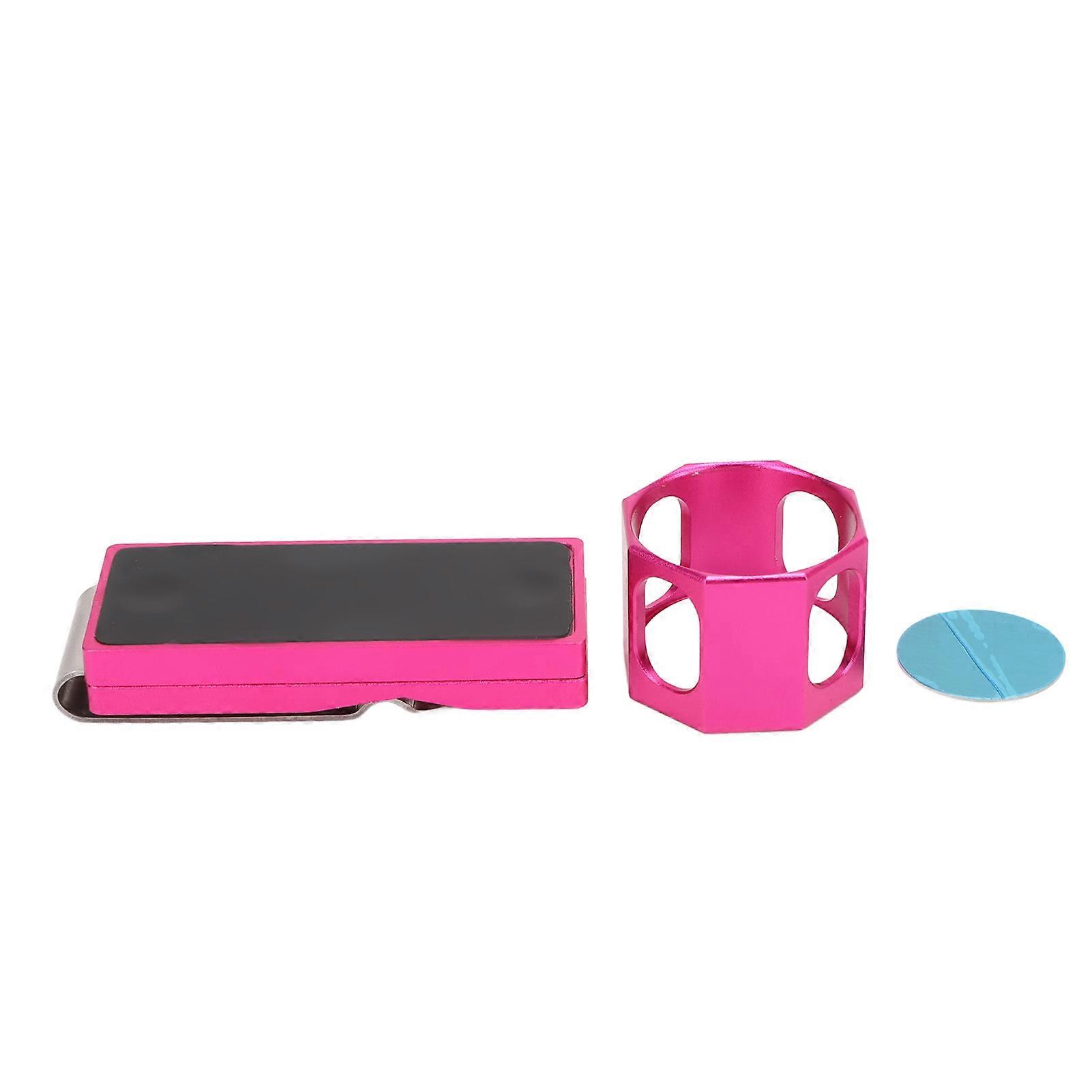 Billiard Chalk Holder Clip Magnetic Portable Octagonal Inner Round Single Section Pool Cue Chalk Case with Quiet Belt Clip Pink
