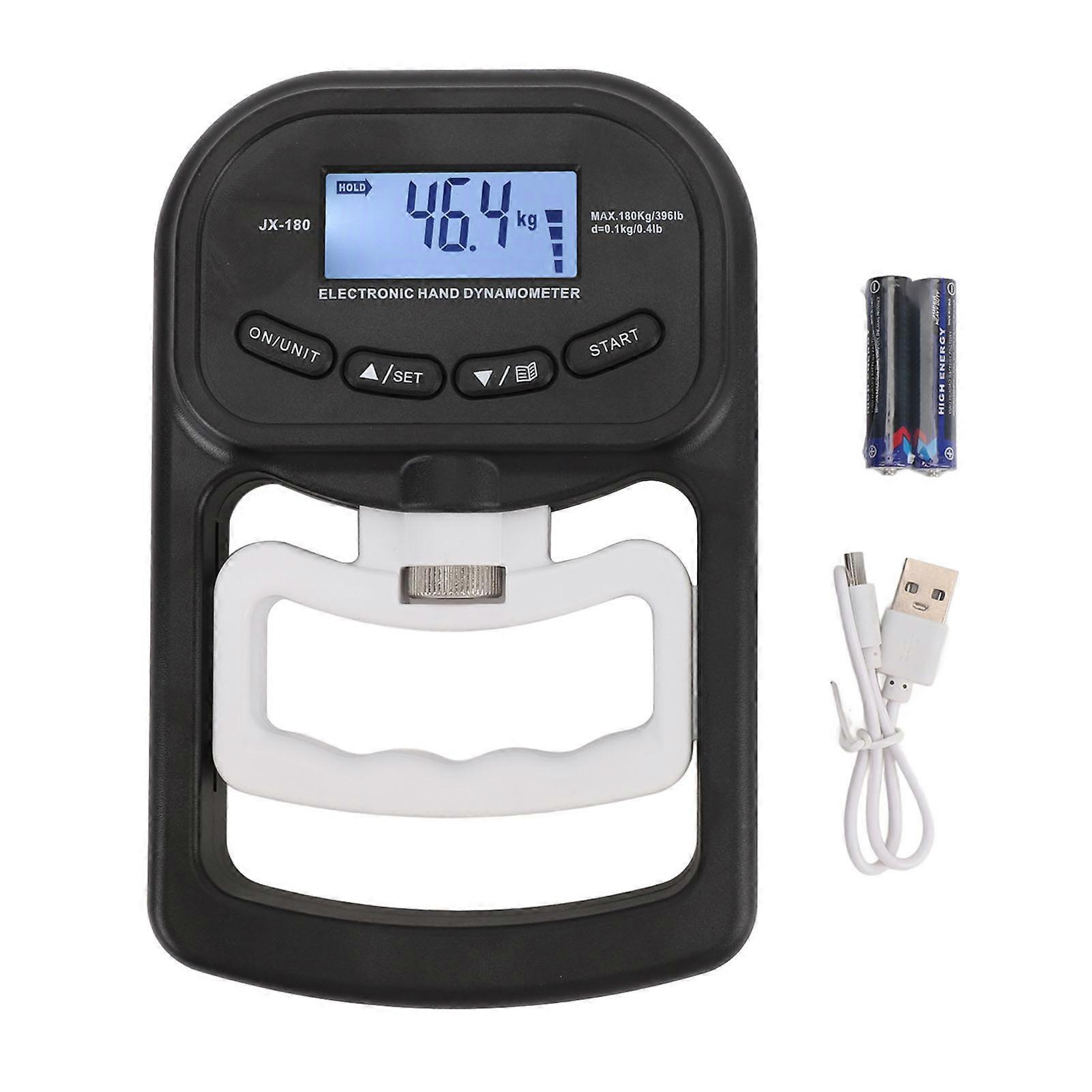 High Precision Electronic Hand Dynamometer with Digital LCD Display, 170 kg, for Sports Training, Black