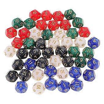 50pcs 16mm D12 Dice 12 Sided Die Polyhedral&Dice Carry Bag for Board Games