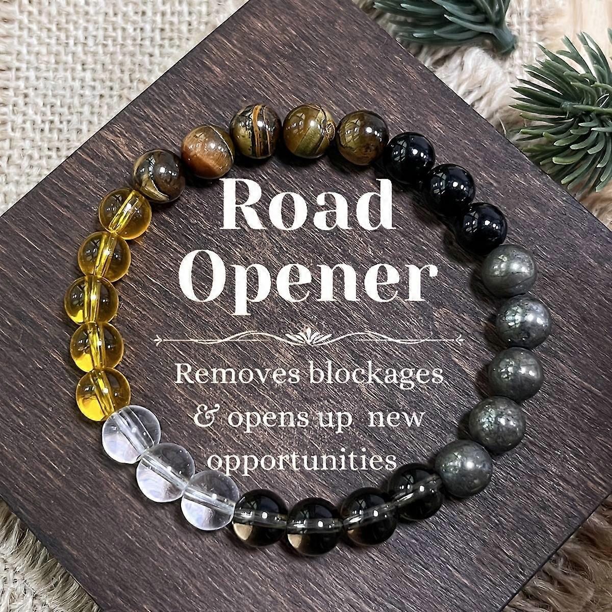 8mmスモーキークォーツタイガーアイパイライト&シトリンビーズの手作りオーラブレスレット - ボヘミアンスタイル