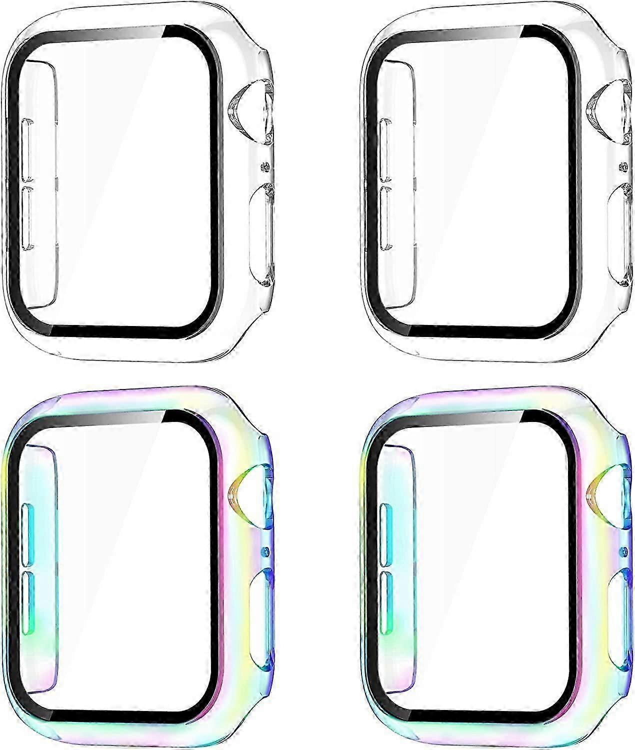 Screen Protector Compatible with Apple Watch Case 44mm Series 4, Full Coverage Hard PC Bumper Protective Cover for iWatch SE Series 6/5/4 44mm Women M