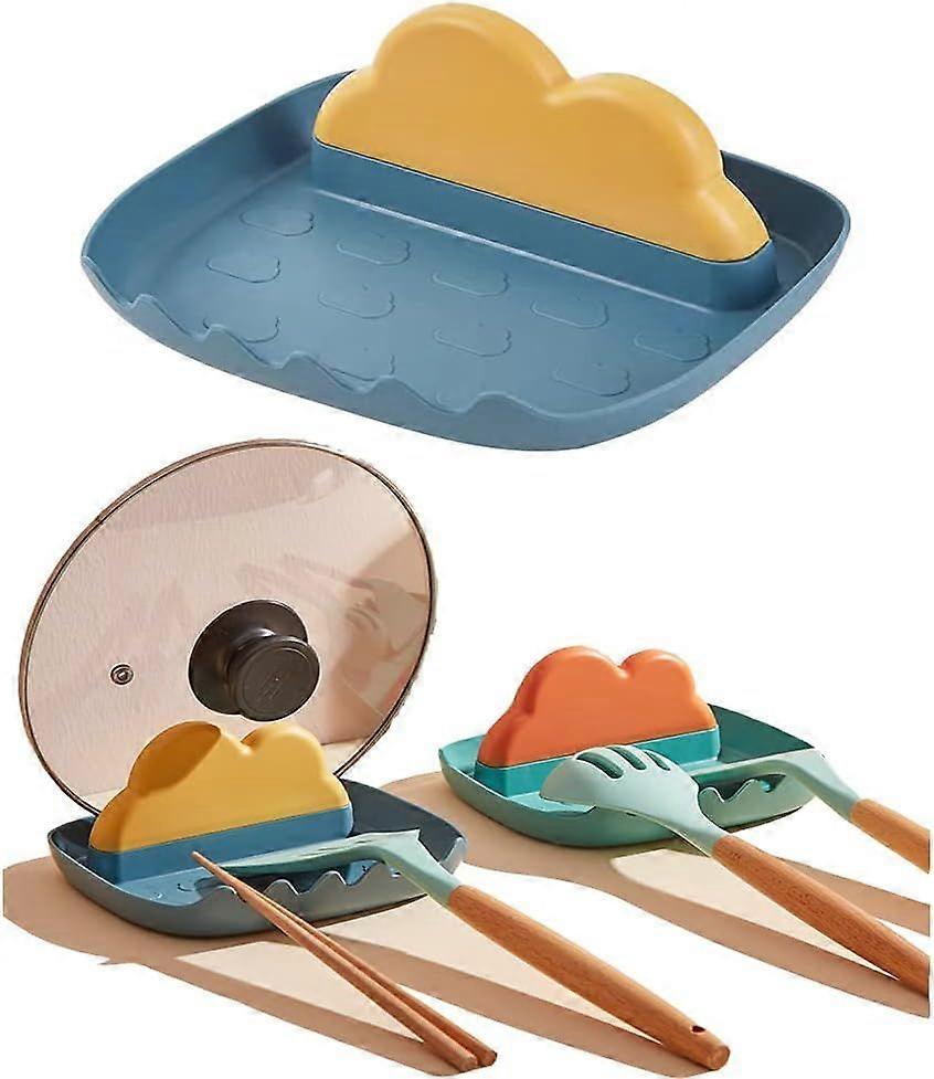 مسند أواني المطبخ مع وسادة بالتنقيط ، حامل غطاء وعاء مقاوم للحرارة ، أدوات مسند ملعقة الطبخ ، رف منظم كونترتوب - أخضر