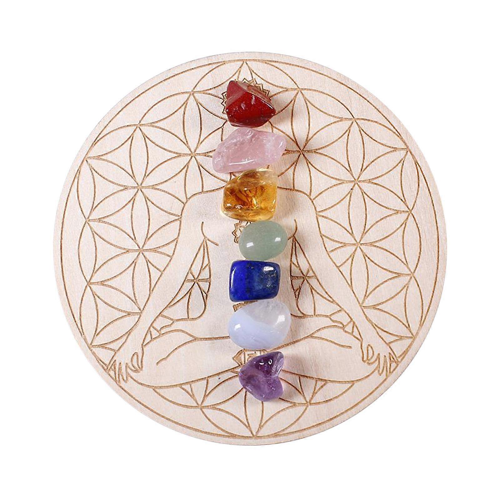 Crystal Heal Stone + 7 Star Array Wooden Plate Quartz Collection Gem A