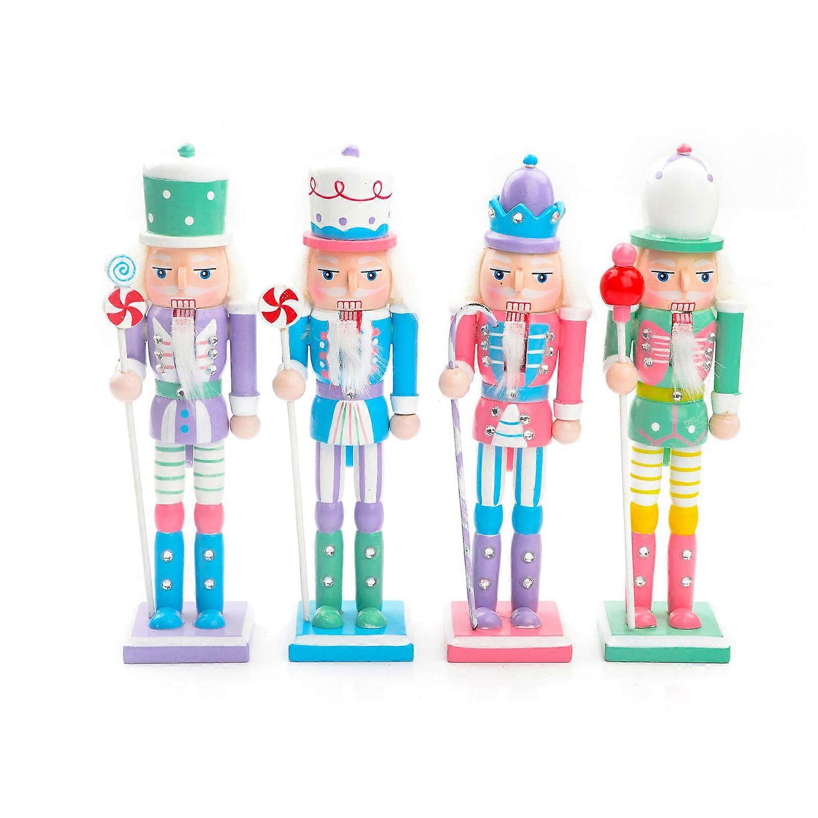 Christmas Nutcracker Set of Wooden Retro Nutcracker Soldier Figurine Display Set for Kitchen Christmas Decorations