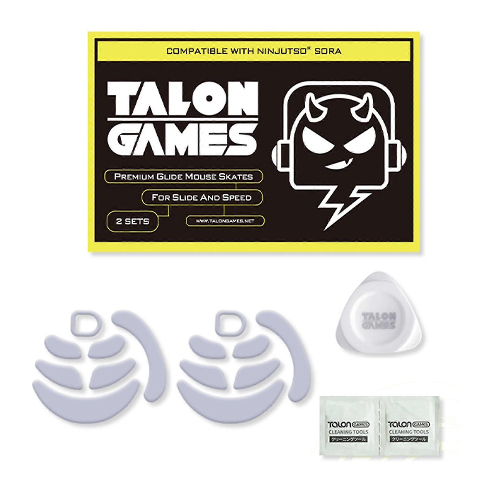 2Sets TALONGAMES Custom White Curved Edge Mouse Skates Mouse Feet for Ninjutso Sora Gaming Mouse Glides Curve Edge