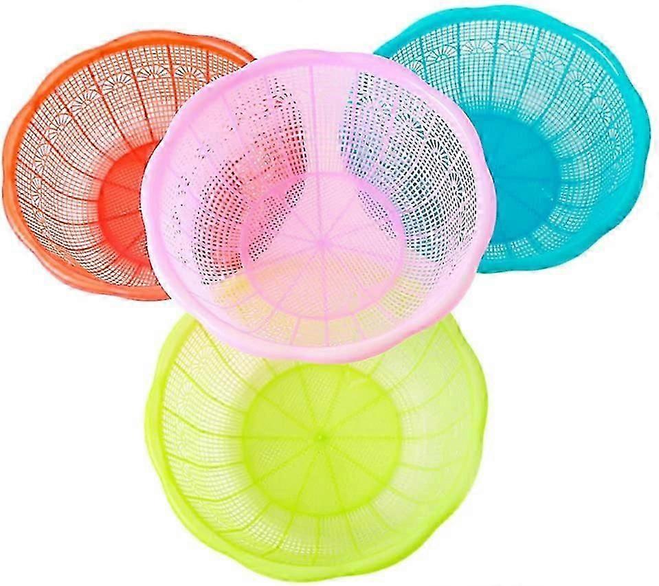 5pcs Plastic Rice Basket Multifunctional Fruit Vegetables Colander Washing Baskets Kitchen Tools (Random Color)