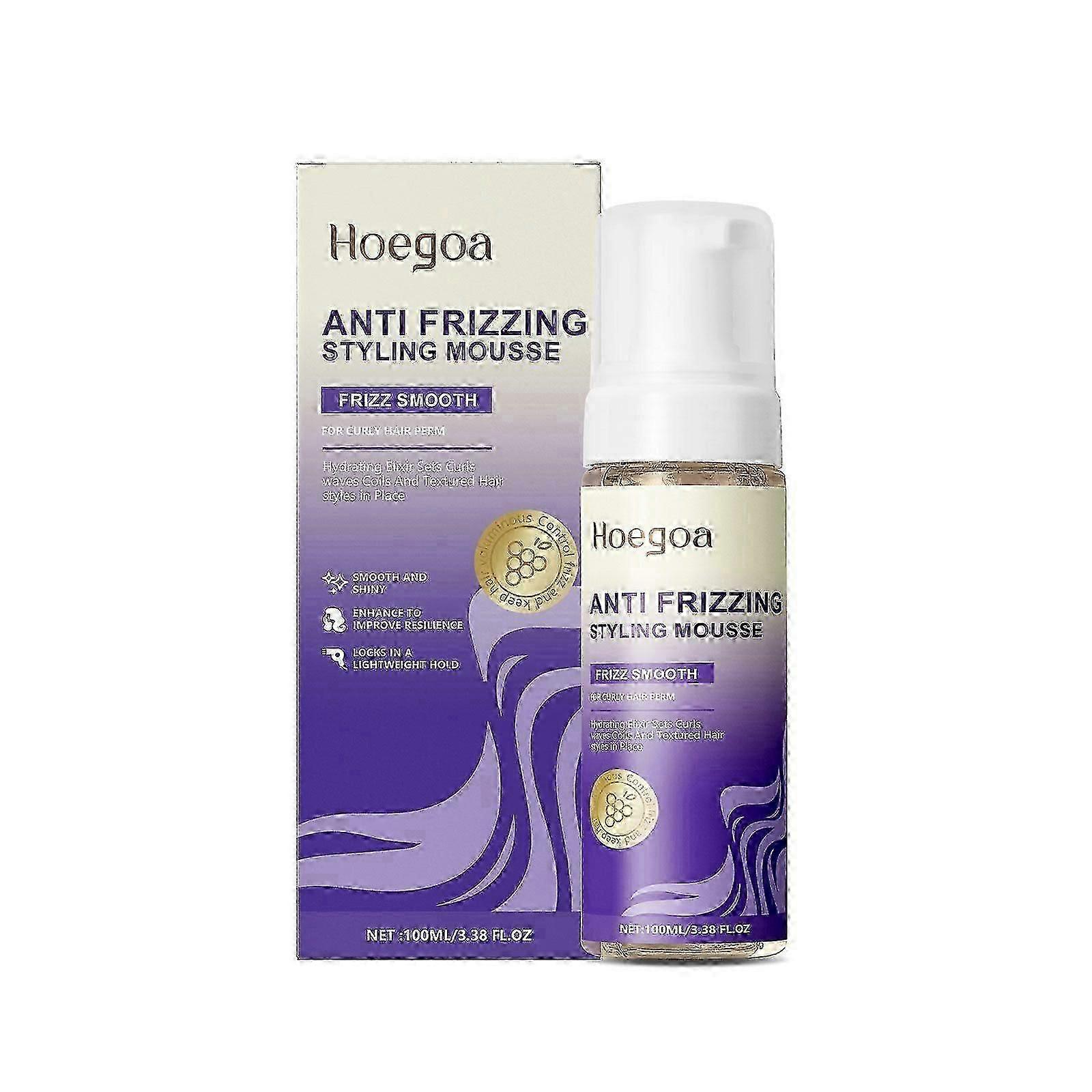 Hoegoa Curly Hair Plump Shaping Mousse Curly Hair Shaping Gloss Feeling Confident Soft Elastic Curling Shape