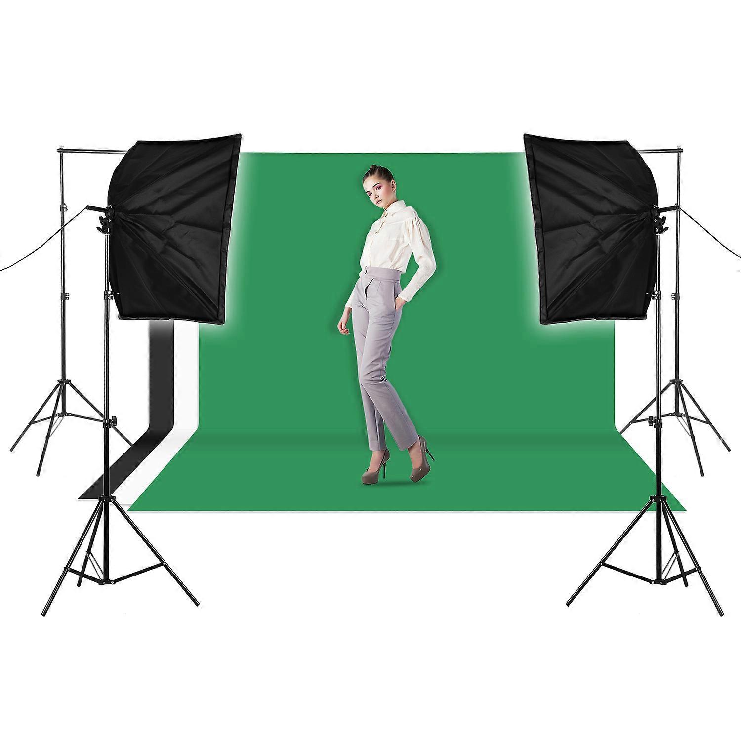 Complete Studio LED Softbox Lighting Kit - 5500K with Backdrop Stand and Accessories