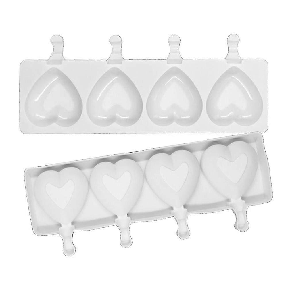 4 Hulrom 3D hjerte silikonform for DIY iskrem ispinner yoghurtpuré