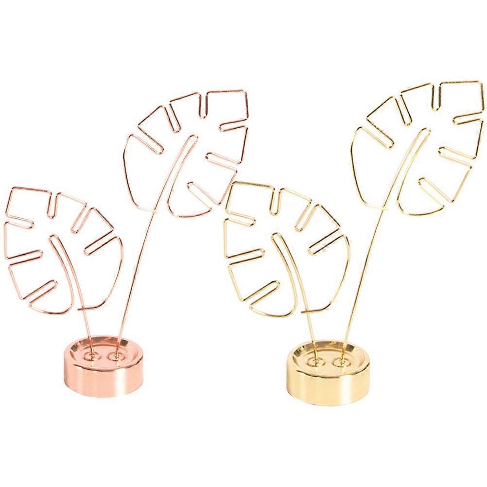 Memo Clip Stand Table Photo Clip Simple Design Turtle Shell Leaf Shape Clamp for Photos 2Pcs