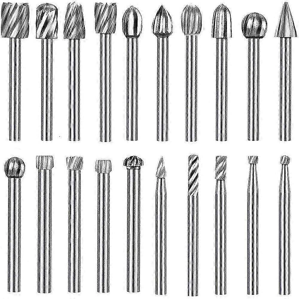 Rotary Burr Set - 20PCS Carving Bits Set 1/8 Inch Shank Carving Tools for DIY Woodworking, Engravin