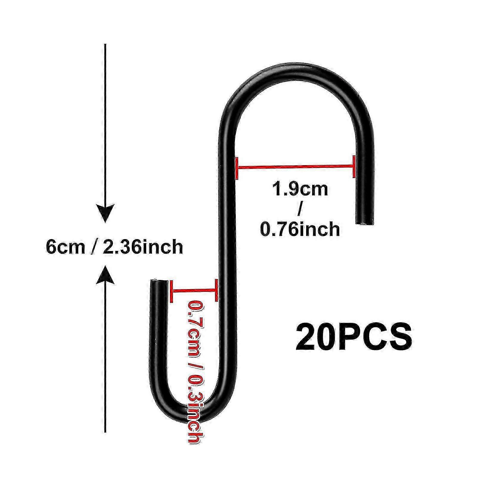 20pcs Black S Heavy Duty Hooks