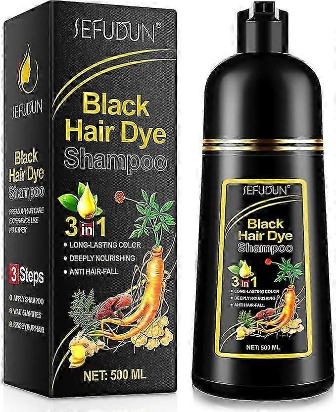 500ml Black/brown Instant Hair Color Shampoo for Gray Hair - Hair Dye Shampoo 3 in 1-100% Grey Coverage - Herbal Coloring in Minutes for Women & Men