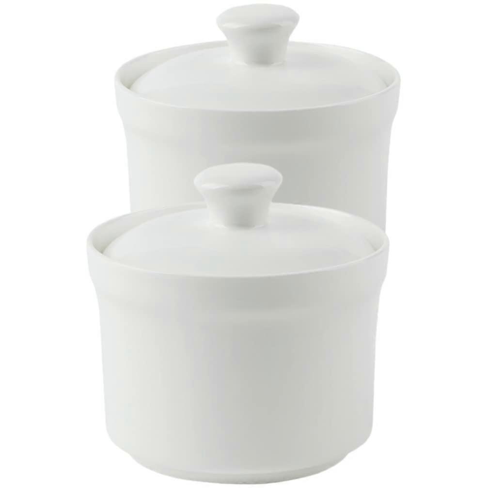 2 Pieces Ceramic Stew with Lid, Small Steam Soup Bowl, Steamer Cup Ref: 4225