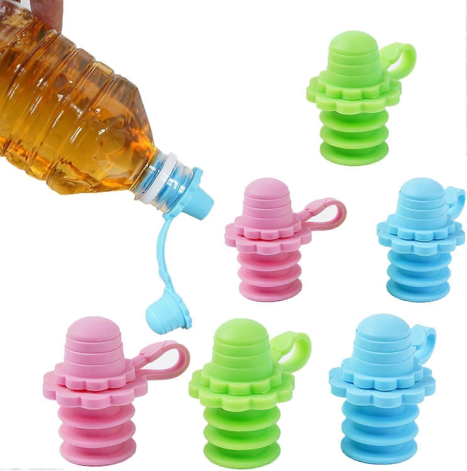 6 stycken silikonflaskpipadapter ersättning för vattenflasklock läckagesäker vattenflasklock för barn, BPA-fri