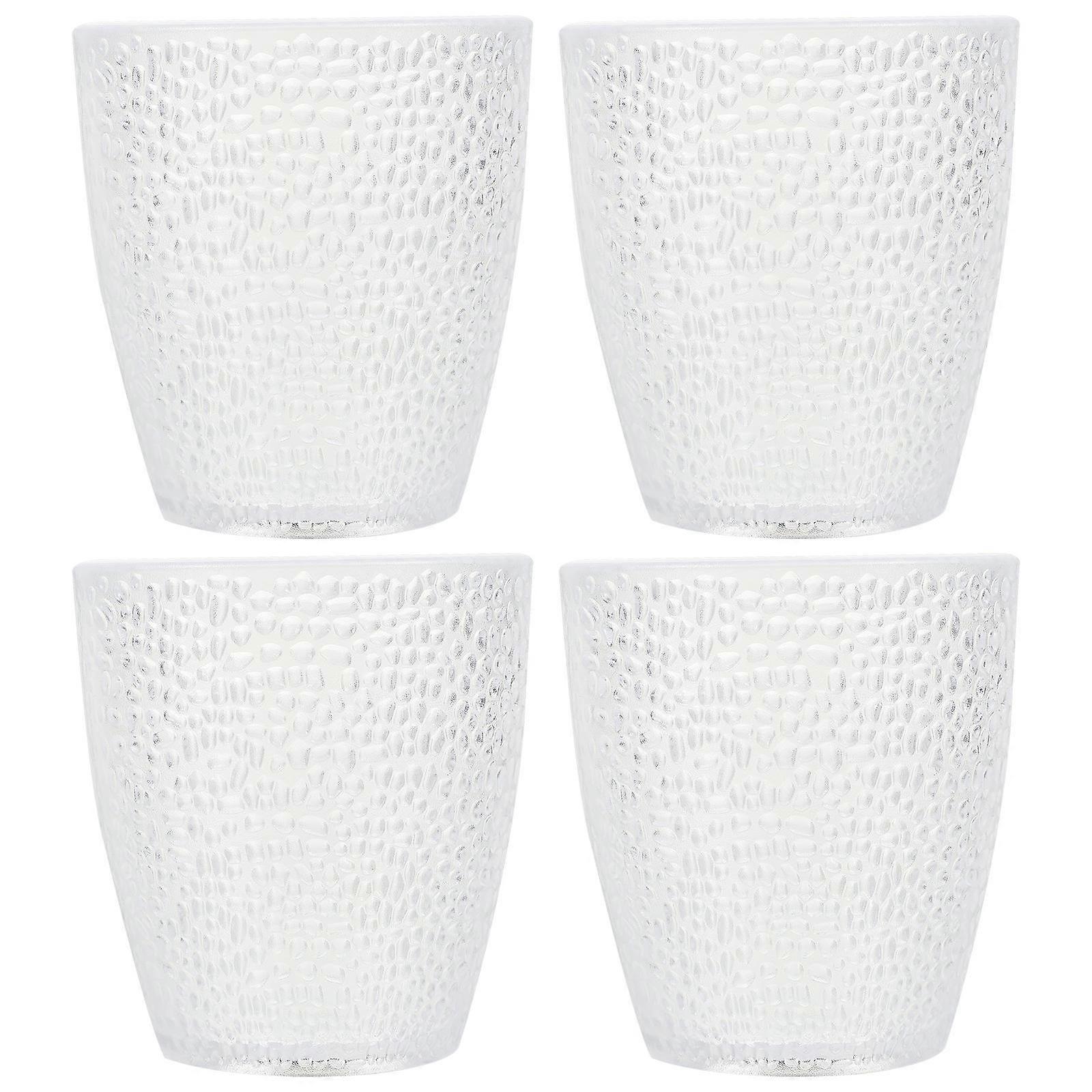 Transparent Cup Beverage Cups Acrylic Round with Pattern Design 4Pcs
