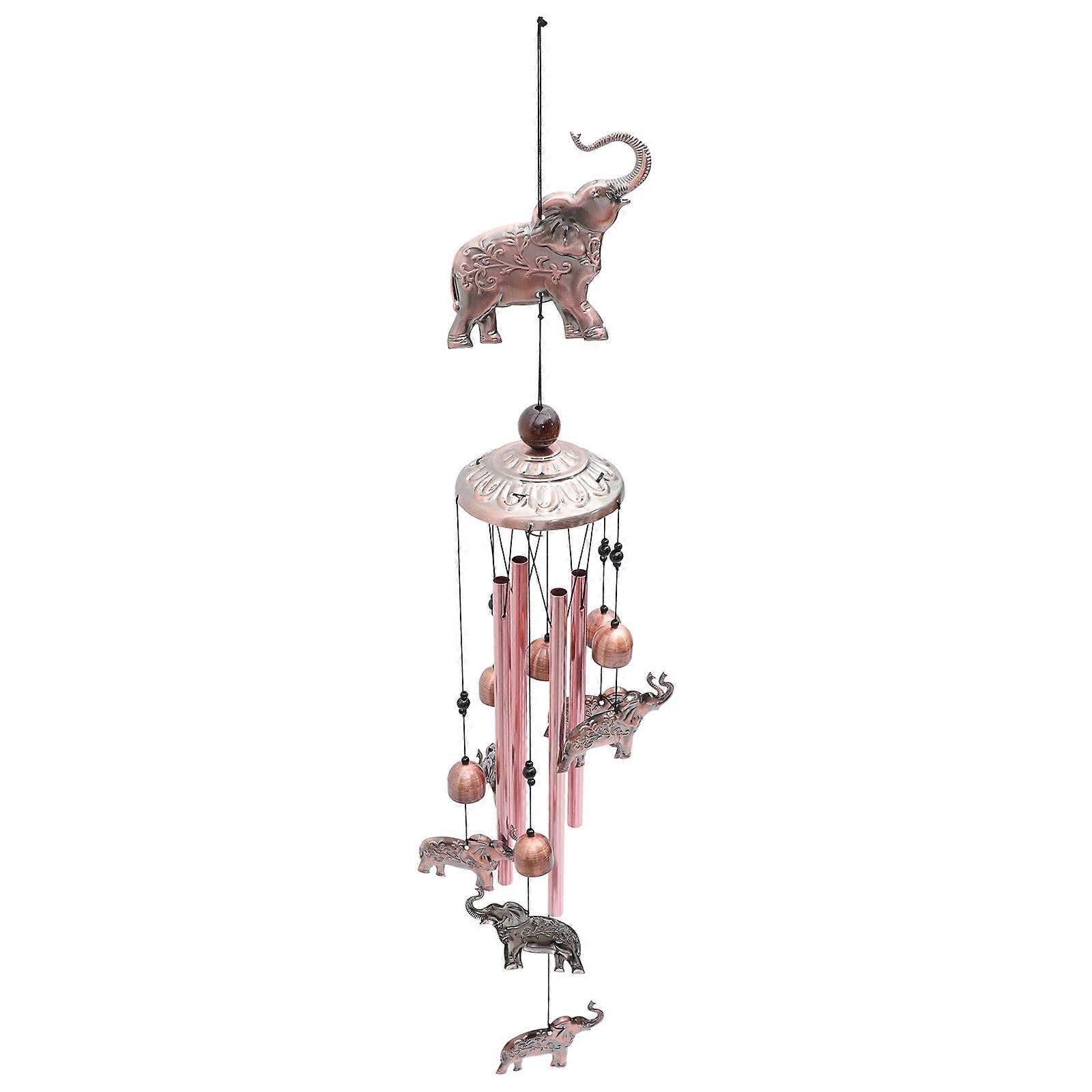 Elephant Home Decor Vintage Wind Chime Retro Design Iron Material Home Pendant 85X11.2CM 1Pc Multi