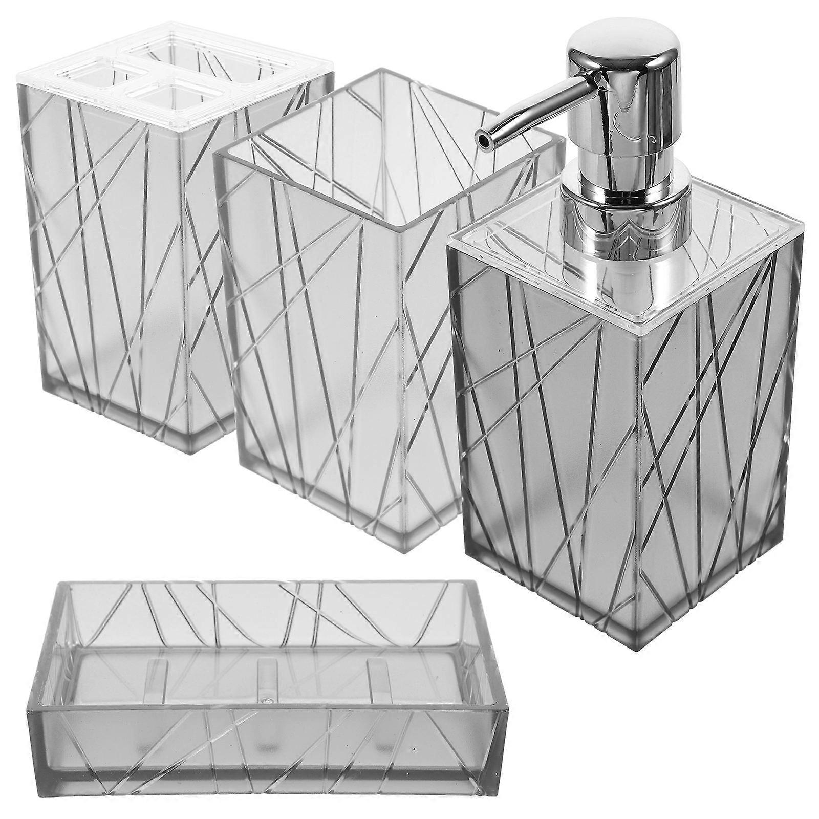 Chic Bathroom Accessory Set Plastic Bathroom Essentials Modern Homeowners Storing Toothbrushes 1Set