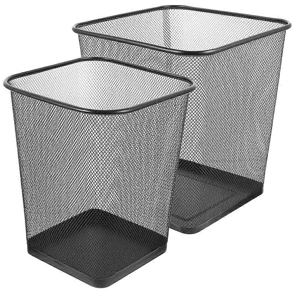 Office Wastebasket Rubbish Can Sleek Simplicity Iron Frame Mesh Design Odor Prevention 24X27CM 2Pcs