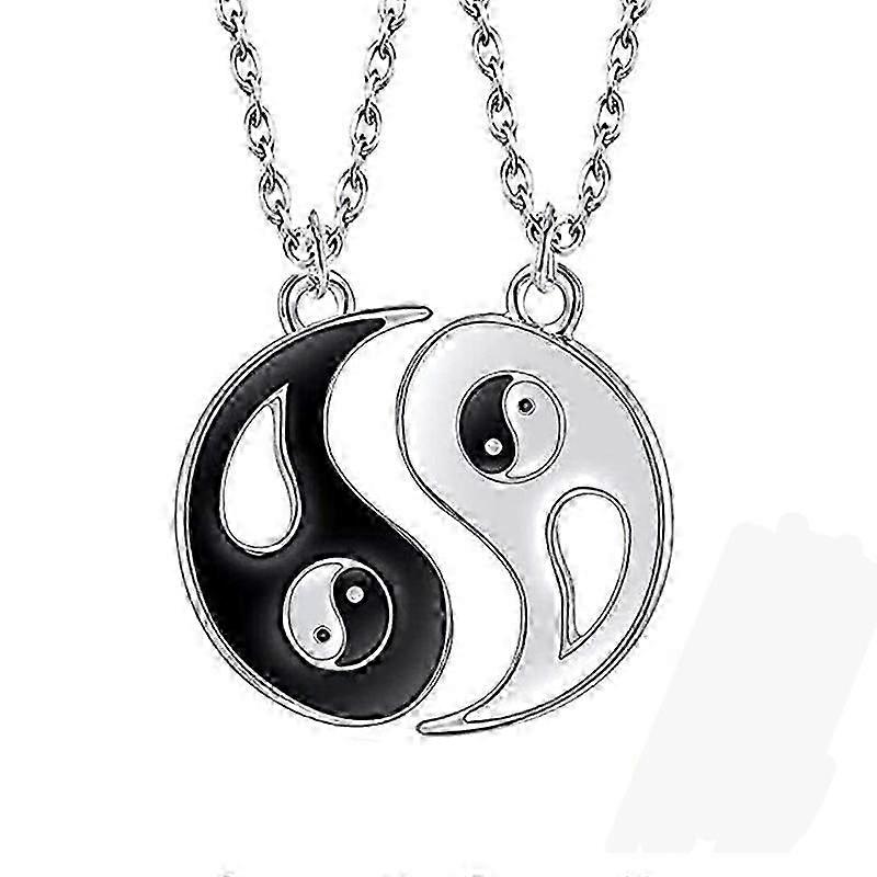 Ying Yang halsband för pojkar, flickor, bästa vänner, älskare och par, 2 legeringshalsband