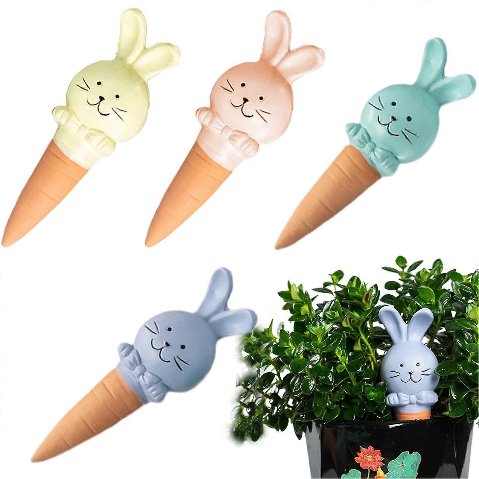 Watering Tips for Indoor Plants - Terracotta Automatic Waterer in Rabbit Shape, Drip Irrigation Sticks for Indoor Use