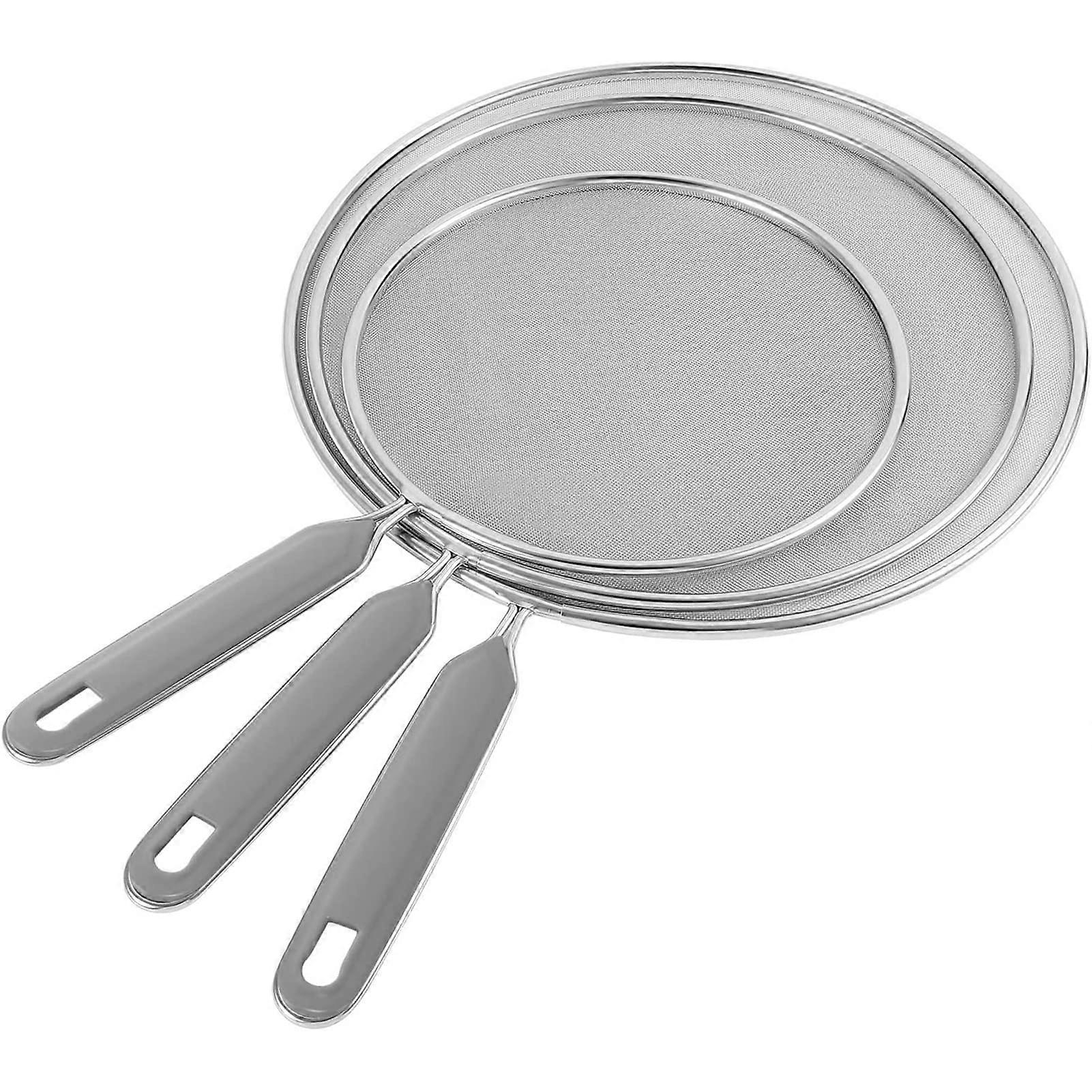 Splash Guard Set, 3 Pieces Multifunctional Stainless Steel Kitchen Splash Guard for Pans, Pots, and Skillets
