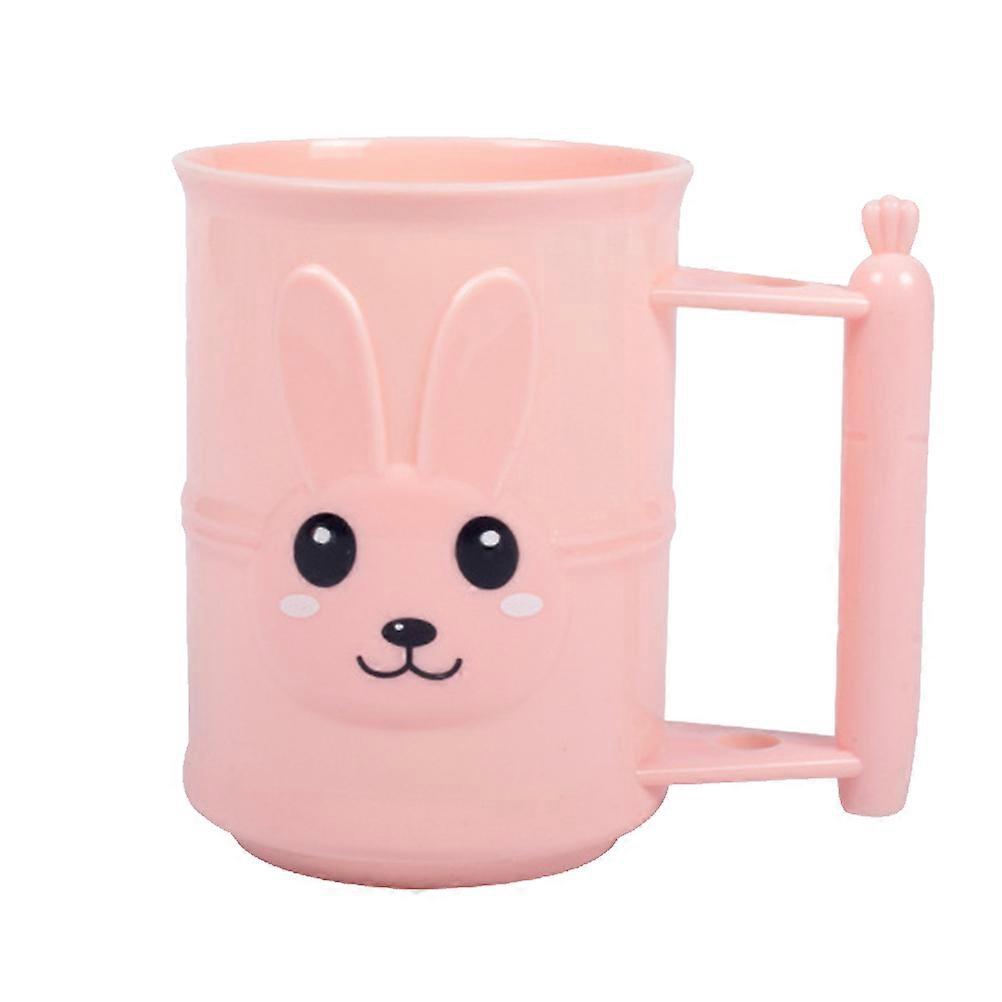 Plast tandborste kopp tecknad kanin tumlare badrum användning rosa rund hygienskydd 1st