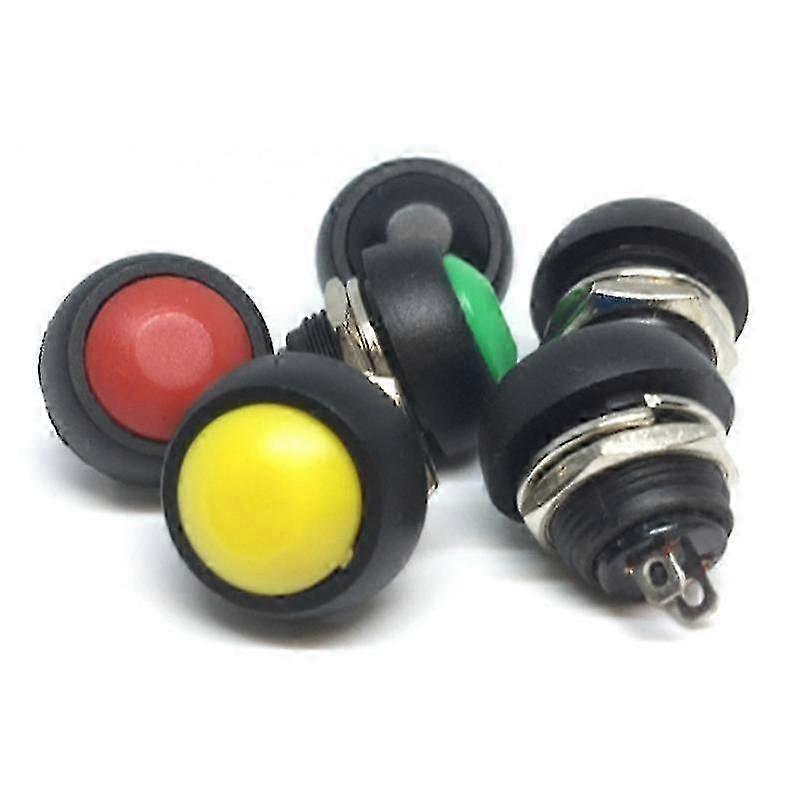 10 piezas de 2 pines mini interruptor 12 mm 1A interruptor a prueba de agua PBS-33B 12 V Interruptor de botón pulsador momentáneo restablecimiento no