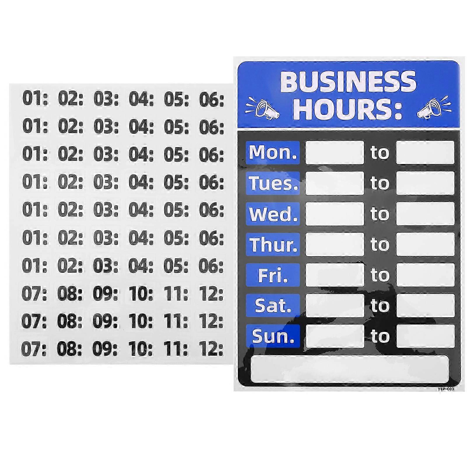 1 Set Business Hours Sign Opening Hour Sign Changeable Store Hours Sign