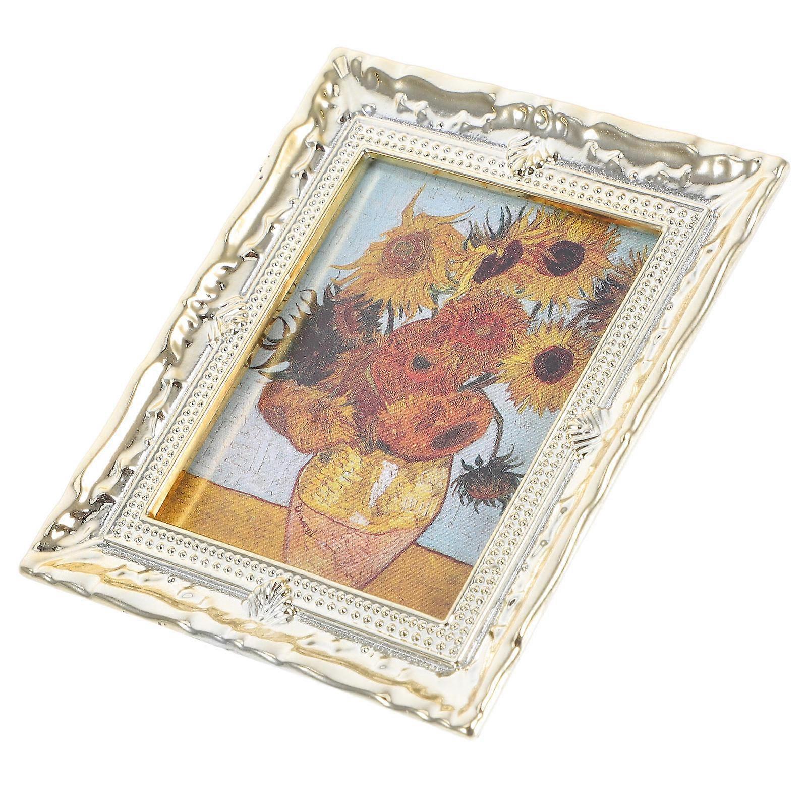 Mini Oil Painting Dollhouse Decor Diy Material Rectangular Shape 1Set