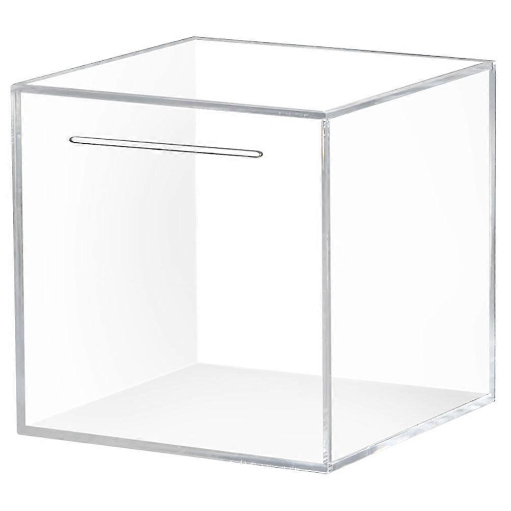 Clear Money Box Only Saving Money Bank Coin Storage Container 19x19x19cm Simple Design 1Pack