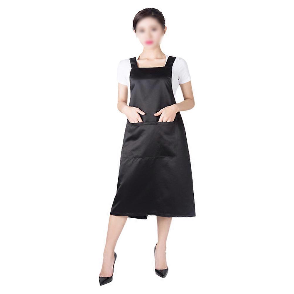 Hairstylist Apron Polyester Protective Work Clothes Suspender Apron with Storage for Gadgets and Scissors 100x94cm 1Pack