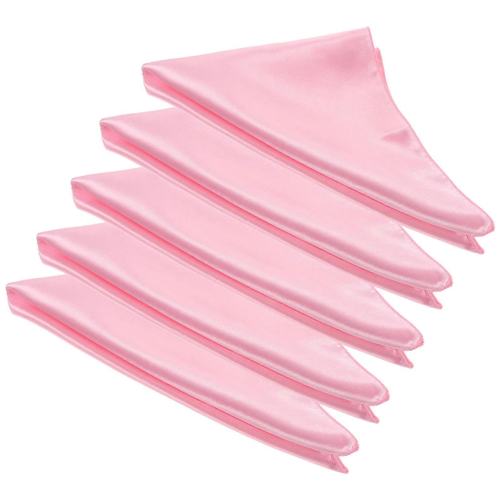 Napkins For Party Satin Fabric Table Napkin Pink Classic Design Water Absorption 5Pcs