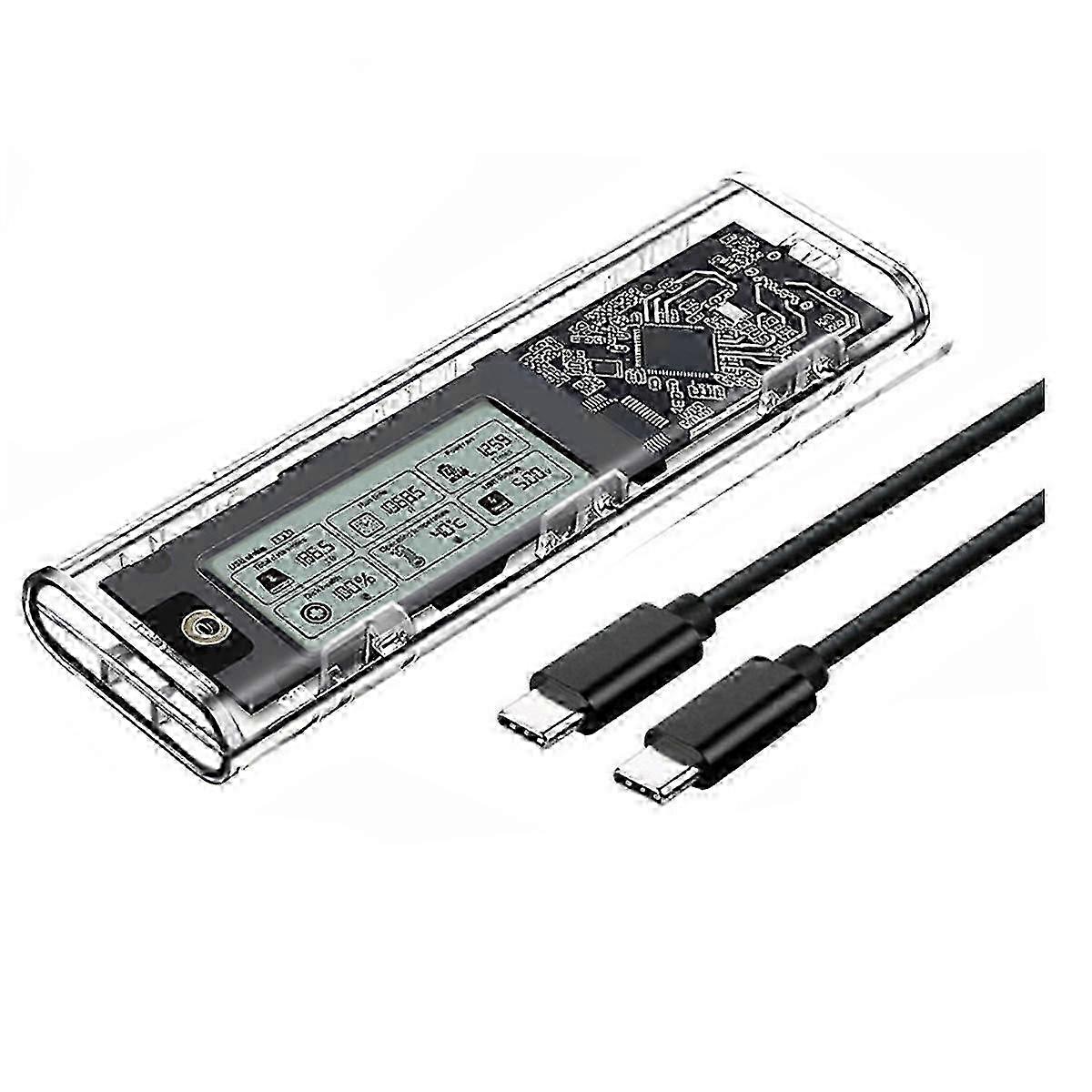 M.2 NVME/NGFF Custodia SSD a doppio protocollo Custodia per disco rigido trasparente USB3.2 con display intelligente