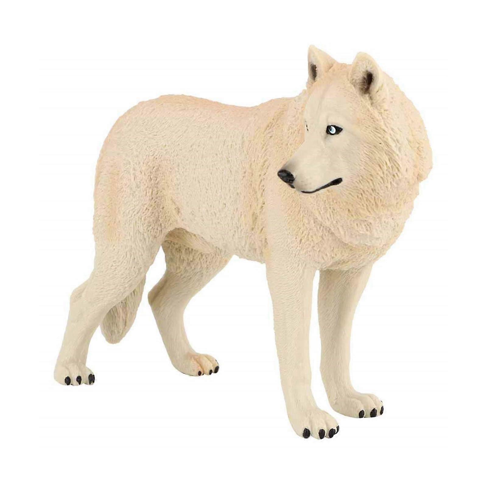 Realistic Snow Wolf King Model for Educational Science Display, Collectible Plastic Material, Detailed 12-Inch Size