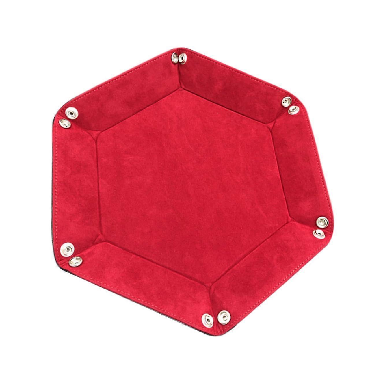 Hexagon Dice Storage Box Foldable  Leather Elegant Storage Solution for Game Dice Easy to Clean Sturdy and for Tabletop Games Red