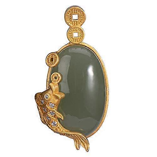 925 Silver Hetian Jade Sapphire Carp Pendant Pullover Chain Necklace