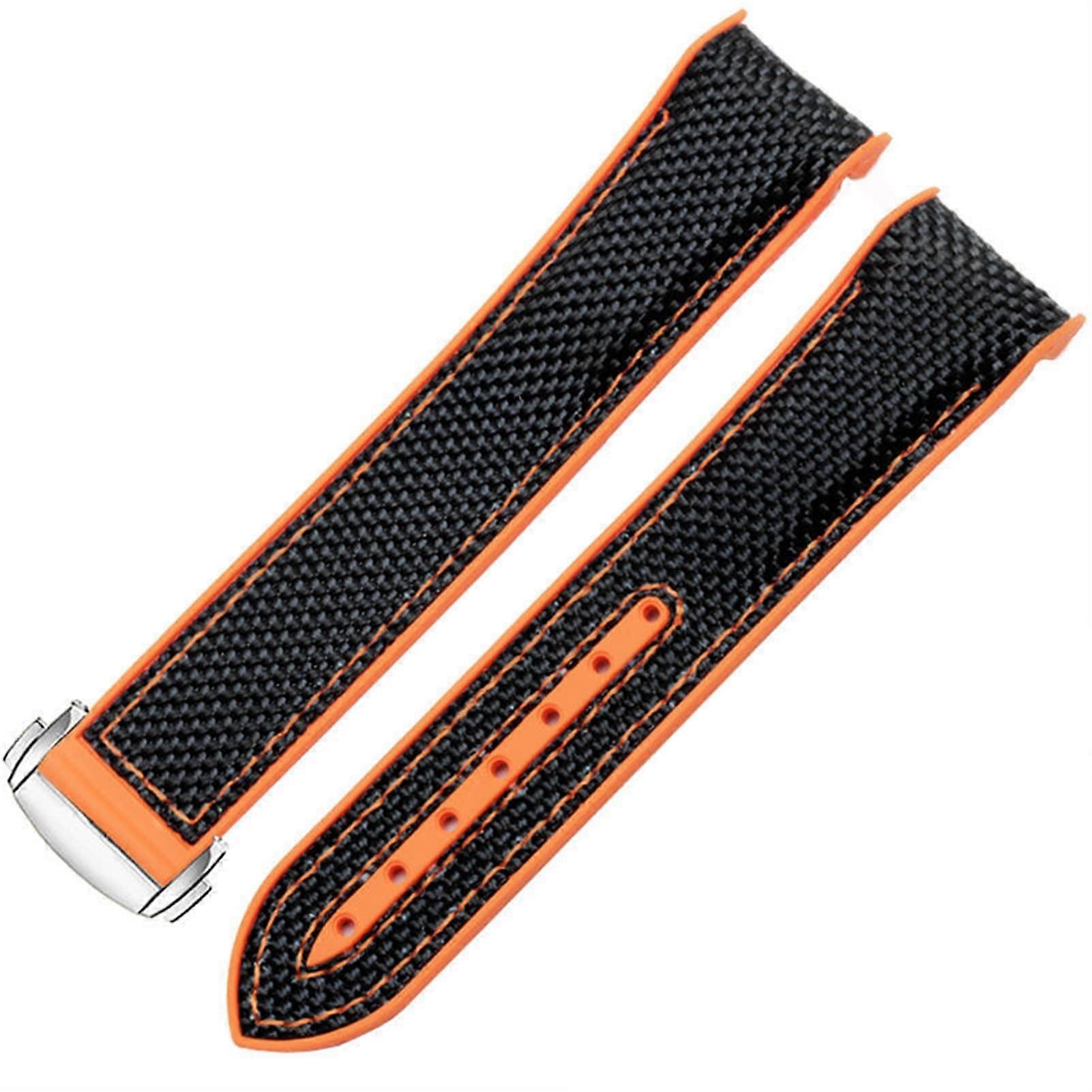 Watch Strap for Omega 300 Seamaster 600 Planet Ocean 20mm Silicone Nylon Deployment Clasp Accessories Agate Color