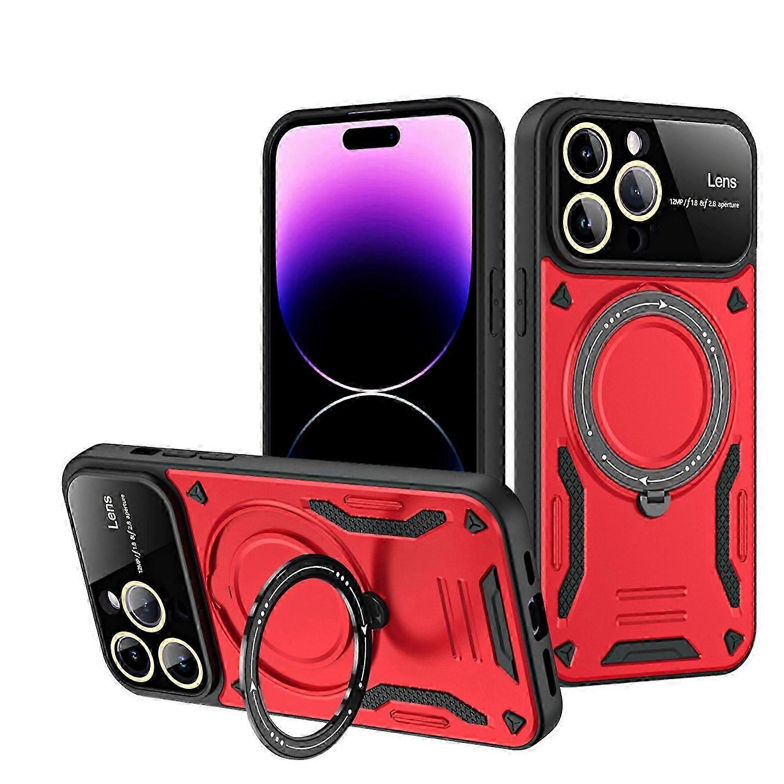 for iPhone 15 Pro Max/15 Ultra 6.7 Magnetic Case with Ring Stand, [360 Rotating Invisible Kickstand] [Compatible with Magsafe] TPU+PC Protective Cover