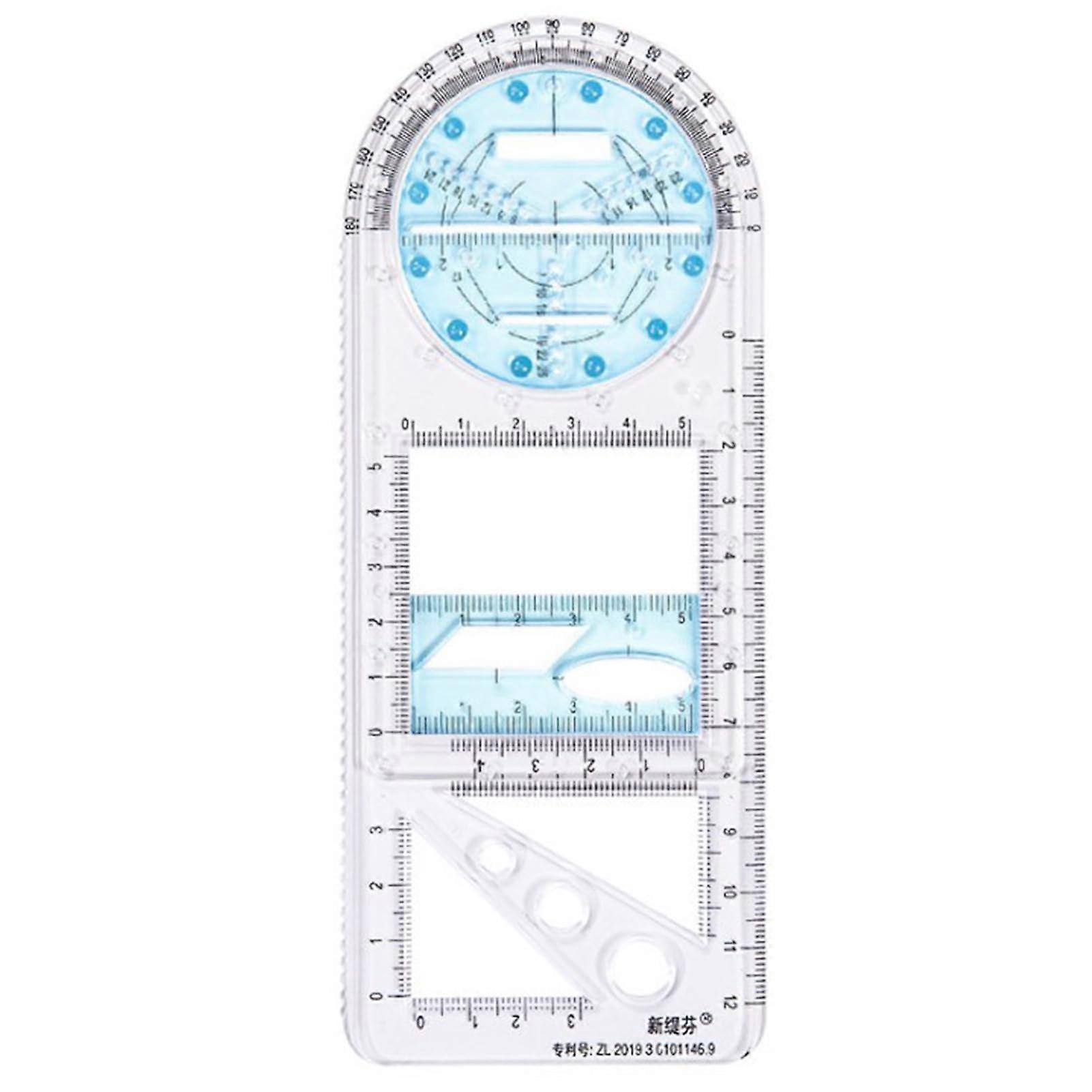 Multifunctional Geometric Ruler, Plastic Design Rulers, Geometric Drawing Stencil, Measuring Tool for Students (primary school version)
