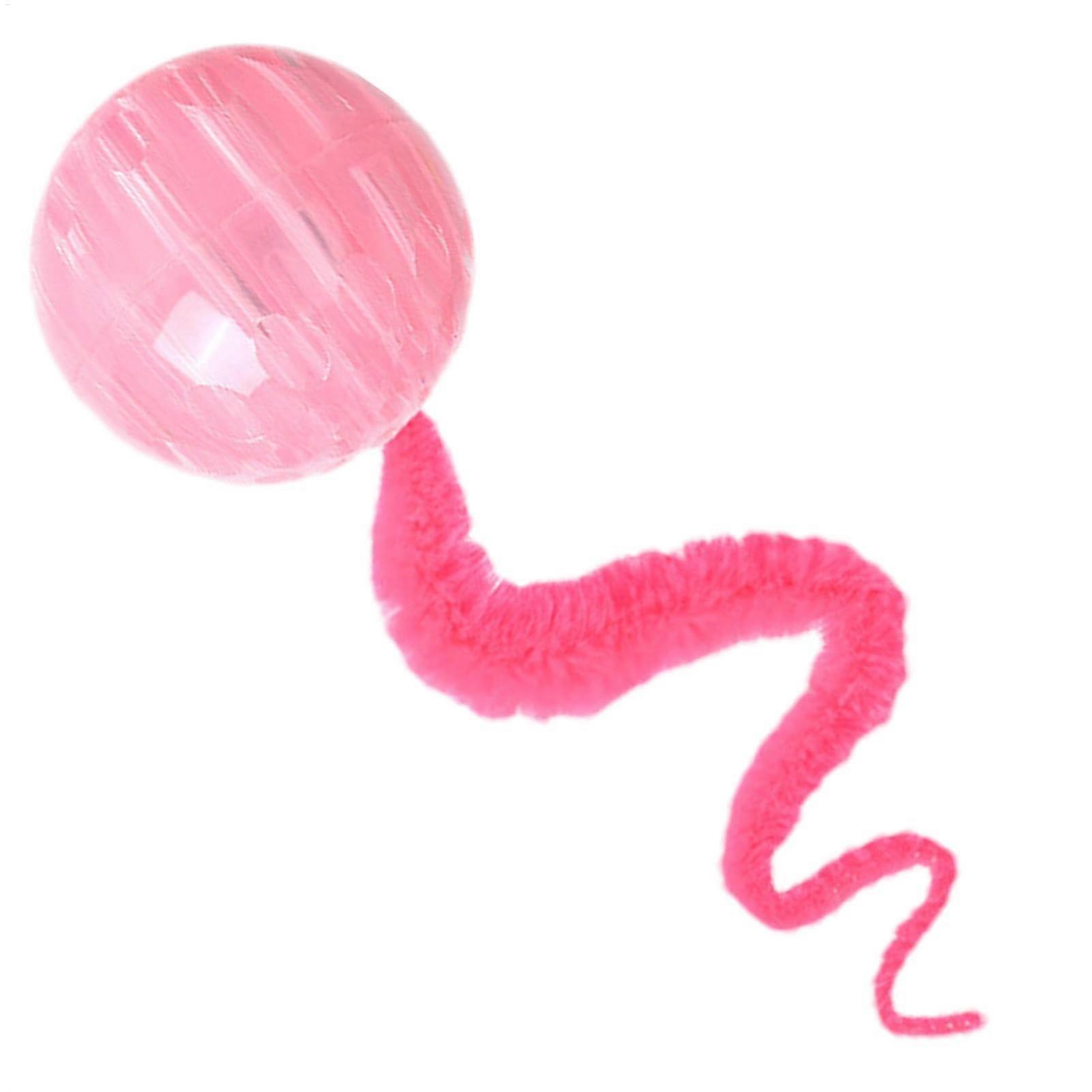 Interactive Cat Teaser Ball - Bouncing Tail Balls for Indoor Cats | Durable Pink Rolling and Bouncing Toy for Kittens