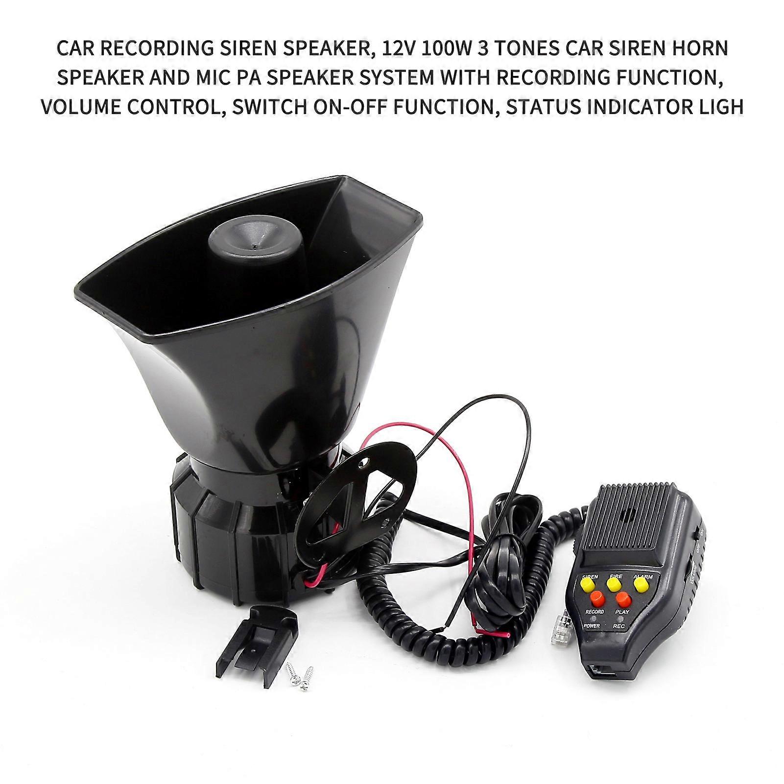 12V three-tone speaker square mouth recording speaker megaphone amplifier AS084 black