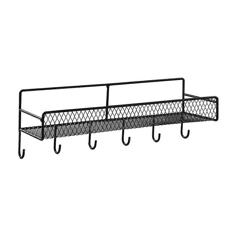 Black Wall Mounted Rack for Storage Use 1Pcs Wrought Iron Kitchen Organizer