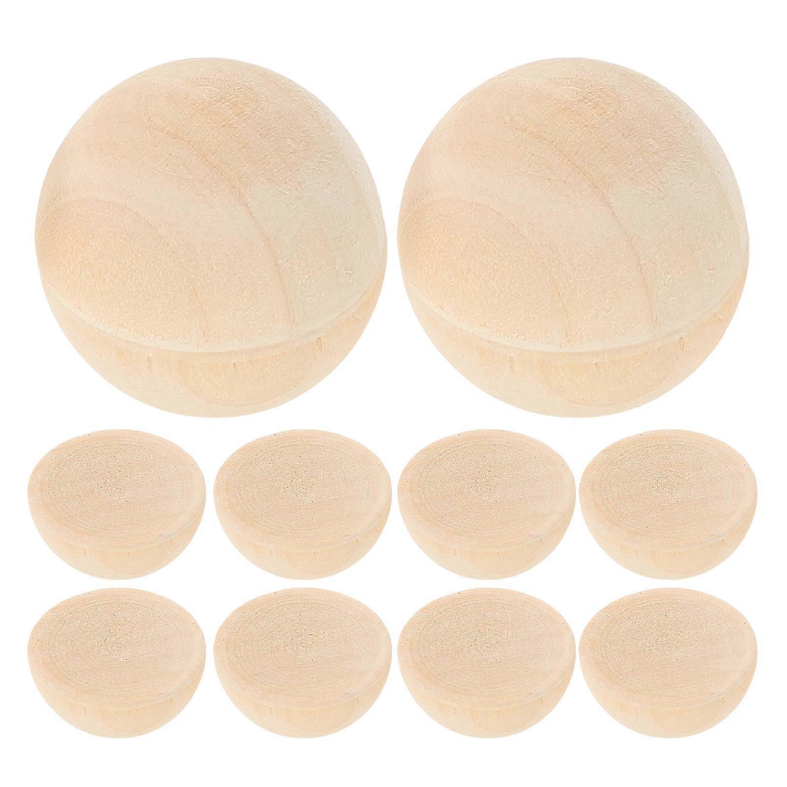 Diy Wood Beads Flat Bottom Hemisphere Shape Beige Decorations 100Pack