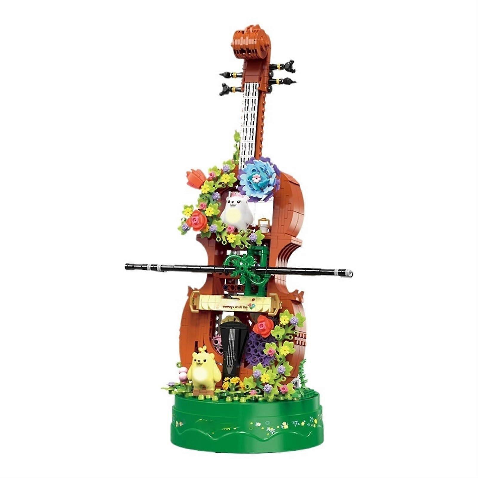 Model building kit for musical instruments Violine model ornaments building blocks music box creative assembly by eternal flowers musical instrument