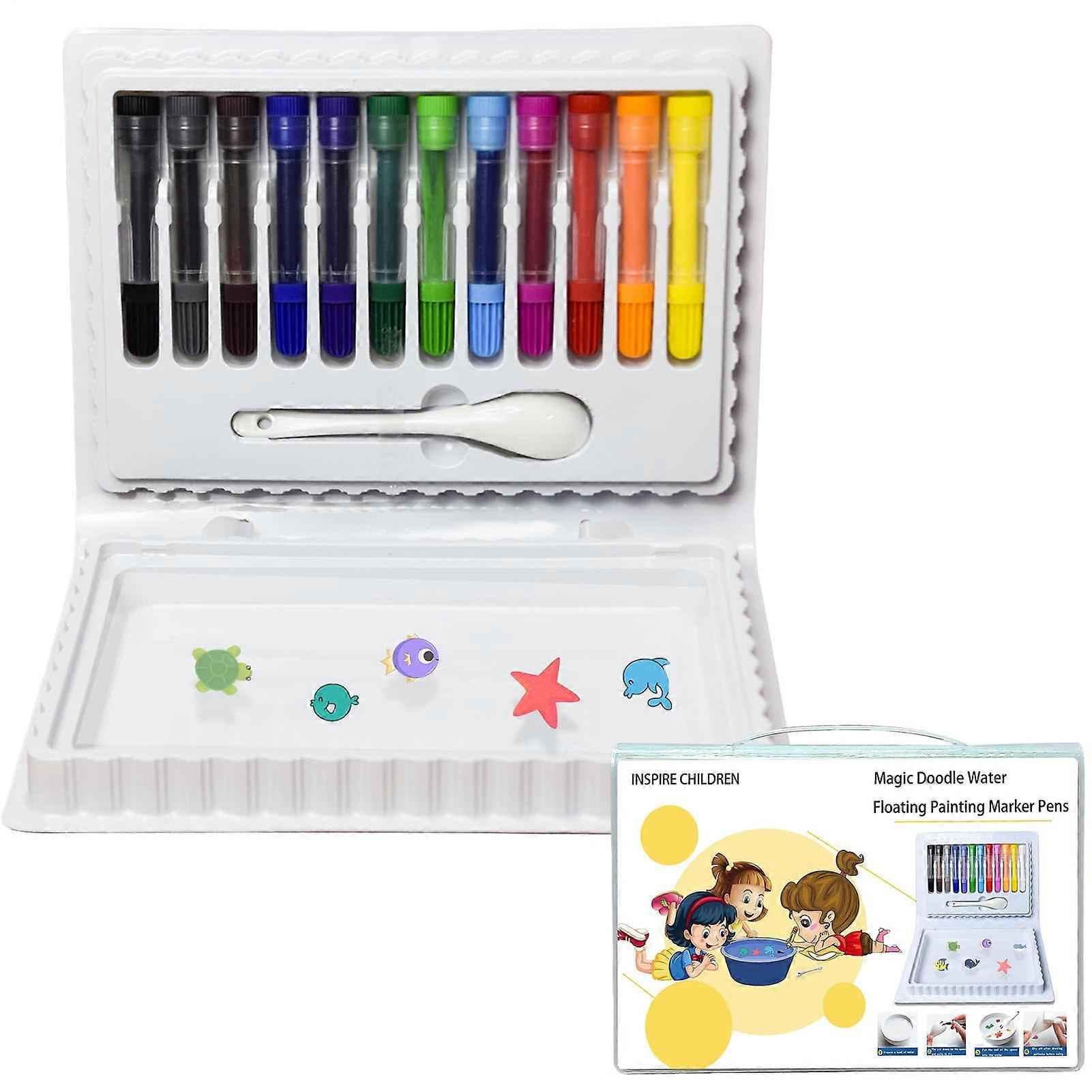 Drawing Pencils Floating on Water, Erasable Markers with Spoon, 12 Colors for School