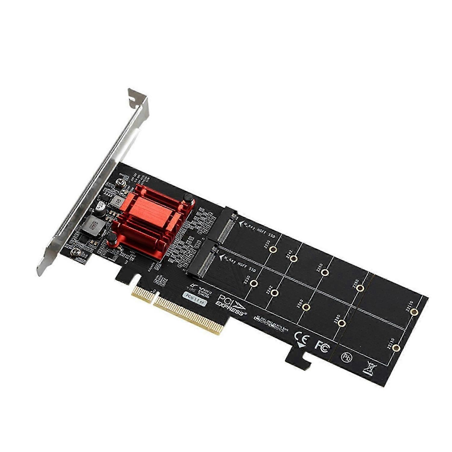 High-Speed Dual NVMe PCIe Adapter - M.2 SSD Expansion Card with ASMedia ASM2812 Chipset