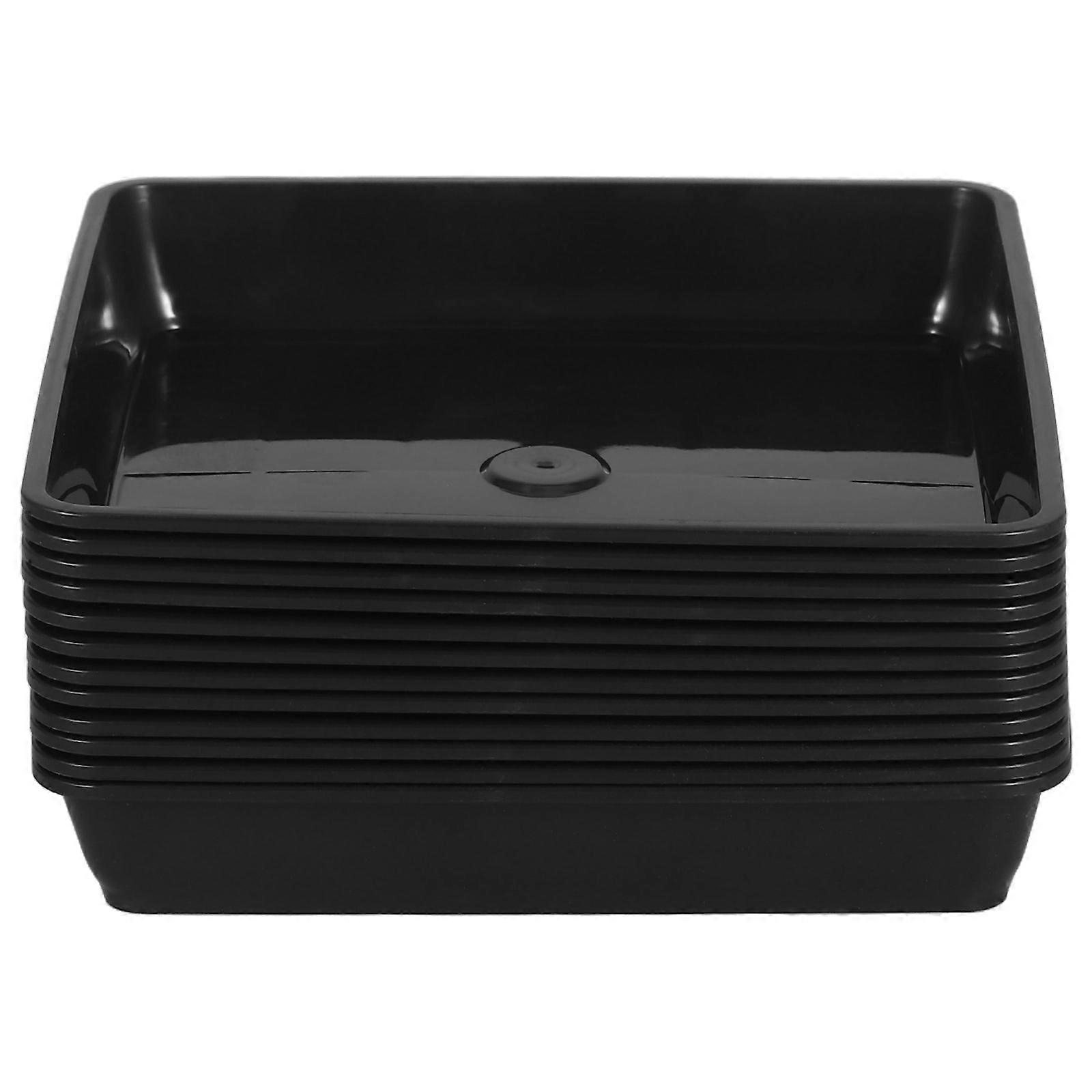 12pcs Black Square Potted Plant Trays with Water Drip Plates – Reusable, Practical Design for Water Damage Prevention