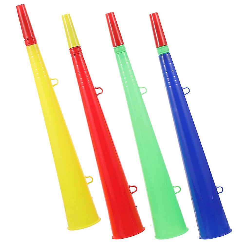 4pcs Plastic Soccer Horn Noisemakers for Football Games, Parties & Festivals – Loud Cheer Party Horns in Mixed Colors
